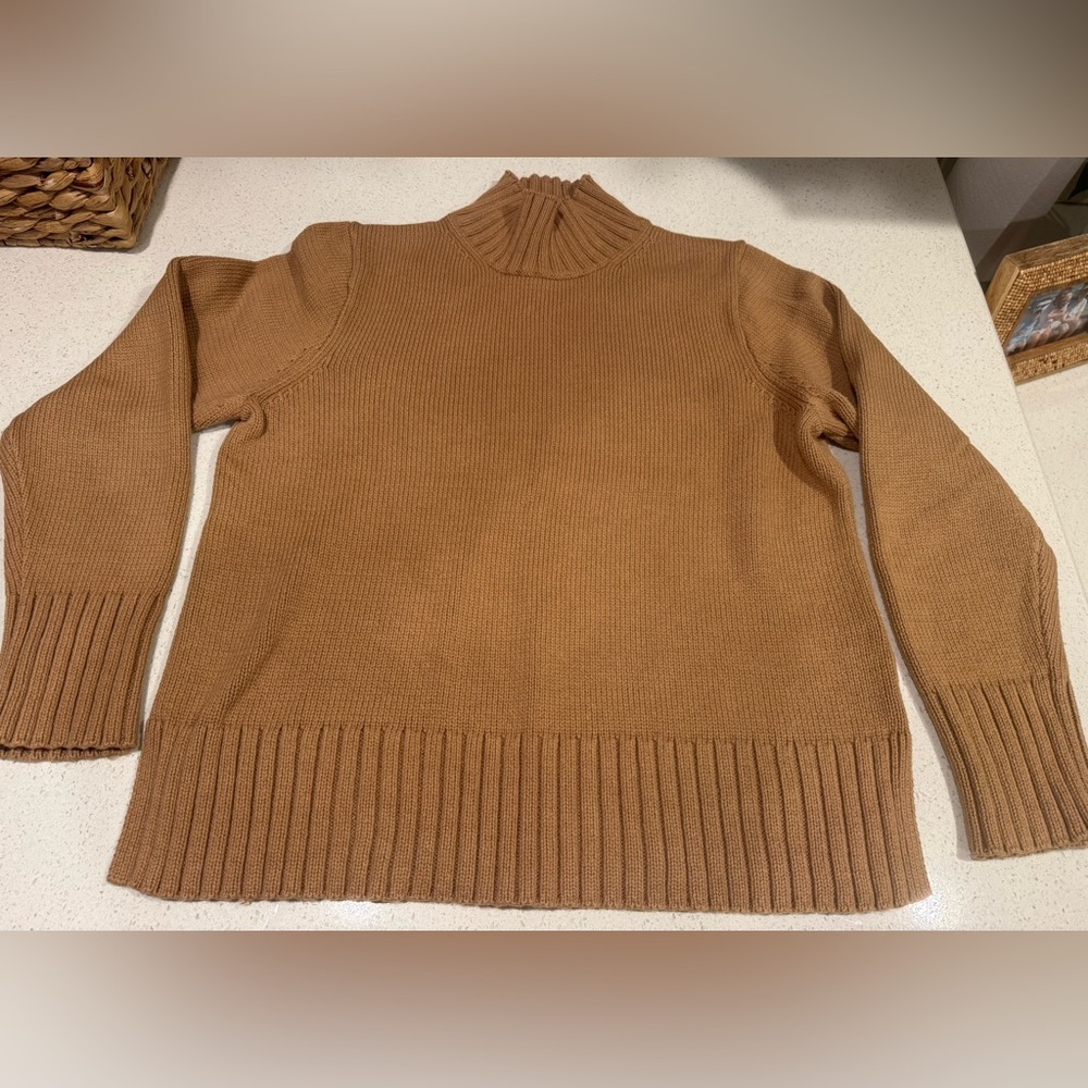 J. Crew Camel Brown Ribbed Turtleneck Sweater
